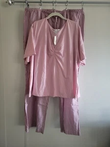 Cacique Pajamas size 26/28 Pink Stripe Lg Pant S/S Top NWT - Picture 1 of 6