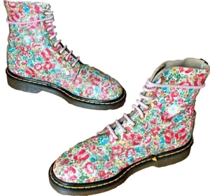 Vintage Dr Martens 1460 floral print boots UK 3 EU 36 Made in England - Picture 1 of 7