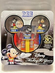 Disney PEZ Mickey Mouse 80 Years Collection with Retro Mickey Poster-Sealed New