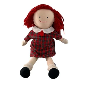 Madeline Rag Doll By Eden LLC 1995 Red Yarn Hair Plaid Dress 18" Plush School a - Picture 1 of 15