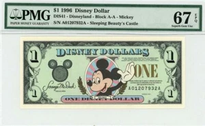 1996 $1 Disney Dollar Mickey DIS41 PMG 67 EPQ - Picture 1 of 2