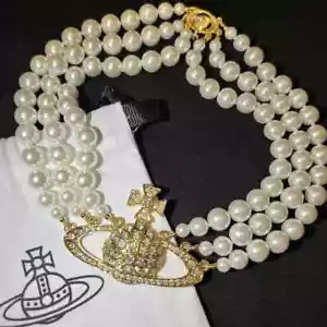 Vivienne Westwood Three Row Triple Layer Pearl Gold Necklace Choker - Picture 1 of 9
