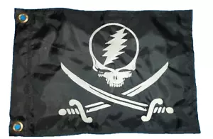 Bandera de seguridad de un solo color Grateful Dead Pirate de 12"x18" con 2 ojales de latón - Imagen 1 de 2