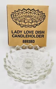 VINTAGE HOME INTERIORS CLEAR GLASS "LADY LOVE DISH CANDLE HOLDER" #8893BD IN BOX - Picture 1 of 8