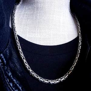 925 Sterling Silver 22" HEAVY 6MM Byzantine Chain Necklace Mens Biker Bali Goth - Picture 1 of 10