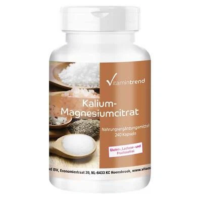 Kalium-Magnesium-Citrat - 240 Kapseln, organische Citrat-Form VEGAN Vitamintrend