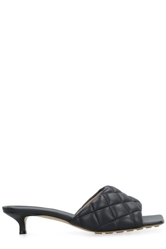 Sandali Bottega Veneta imbottiti trapuntati in pelle nera tacco di gattino mulo EU 38 &38 5