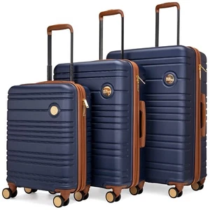 Miami CarryOn Brickell 3 Piece Expandable Retro Spinner Luggage Set - Picture 1 of 17
