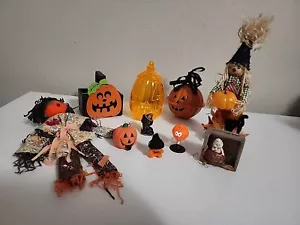 Vintage Halloween Miniatur Geist Jack-o-Laterne Kürbis Russ Lot kitschig - Bild 1 von 11