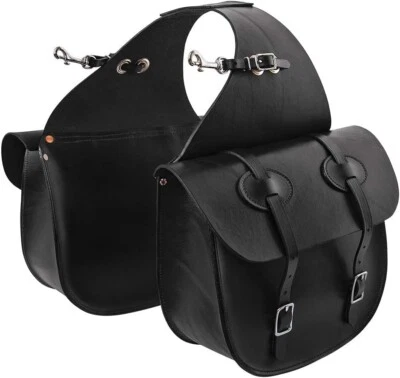 Bolso de montar Western Horse de cuero genuino negro. Foto 1 de 4