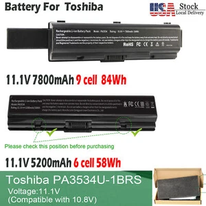 6/9Cell PA3534U-1BRS Battery For Toshiba Satellite A215 A205 A305 A505 L305 L505 - Picture 1 of 21
