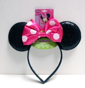 Minnie Mouse Stirnband rosa gepunktet Schleife Minnie Ohren / Party Disney Glitzerohren - Bild 1 von 2