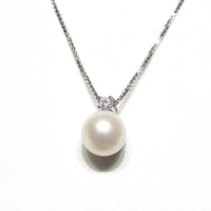 Davite & Delucchi 18kt Gold Diamond Pearl Crewnecklace Akoya 7.5mm BB9830 - Picture 1 of 1