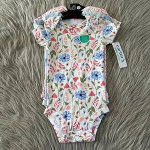 Carter's Child Of Mine Bodysuits Baby Girl's Size 3-6 Months Floral Bird Cotton - Picture 1 of 4