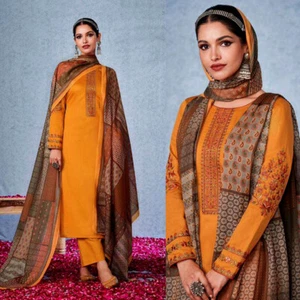 TRMRICYELO COTTON w KASHMIRI EMBR INDIAN READYMADE SALWAR KAMEEZ SUIT LADIES DEN - Picture 1 of 3