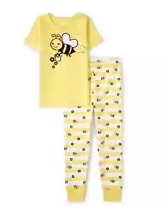 NWT Gymboree Girls Yellow Stripe Busy Little Bee PJs Pajamas 5T NEW - Picture 1 of 3