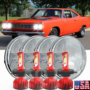 4PCS 5.75" Round LED Headlights Hi/Lo Beam for Plymouth Road Runner 1968-1974