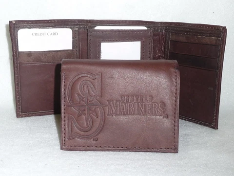 SEATTLE MARINERS    Leather TriFold Wallet    NEW   dark brown z  --z Cover