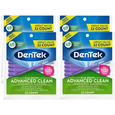 4 Pack DenTek Slim Brush Interdental Cleaners Extra Tight Mouthwash Blast 32 Ea - Image 1 of 4