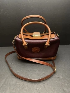 Dooney Bourke Maroon Brown Vintage Doctor Bag Satchel AWL Leather Crossbody - Picture 1 of 14