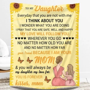 Personalized Daughter Sherpa Blanket, Warm Velveteen Gift From Mom - Picture 1 of 3