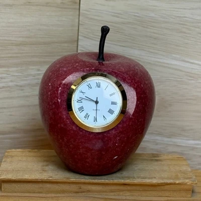 Reloj de cuarzo rojo manzana mesa decoración novedad profesor regalo pisapapeles Foto 1 de 3
