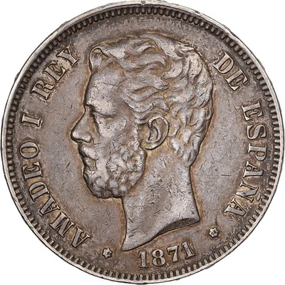 [#1508446] Spain, Amadeo I, 5 Pesetas, 1875, Madrid, Silver, AU(50-53) - Image 1 of 2