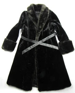 Vtg 1960s 1970s Womens Unbranded Faux Fur Coat Long Penny Lane Belted Open Front - Picture 1 of 18