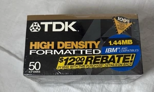 TDK High Density 1.44 MB Formatted for IBM Compatibles 50 Floppy Disks SEALED - Photo 1/3