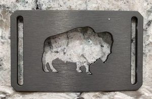 GRIP6 HEBILLA DE CINTURÓN - BISONTE / BÚFALO AMERICANO - GRIS METAL - 1,5 PULGADAS DE ANCHO - Imagen 1 de 5