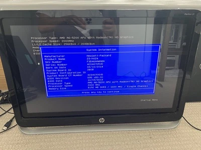 HP Pavilion 23 TouchSmart All-in-One PC AMD A6-5200 2GHz 8GB RAM - No HDD - READ - Image 1 of 4