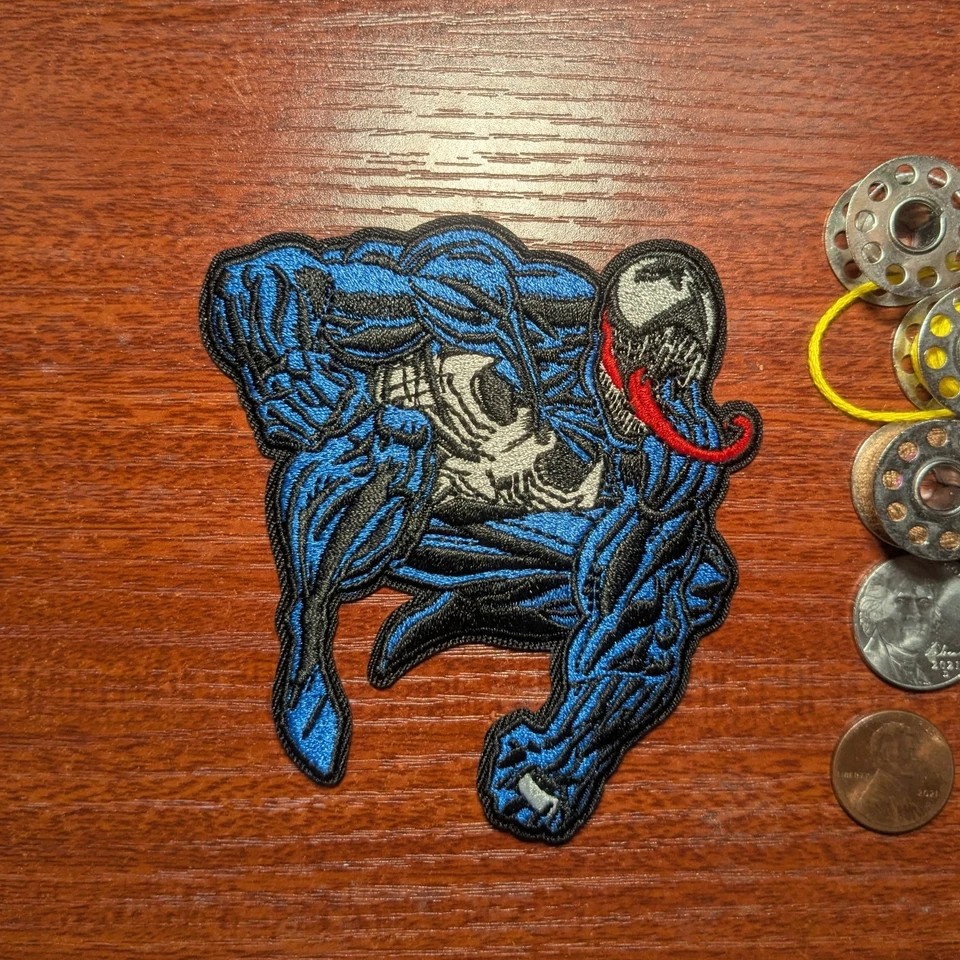 Venom Patch Comics Spiderman Hero Villian Cartoon Embroidered Iron On 3.75x3.25" - Image 1 of 3