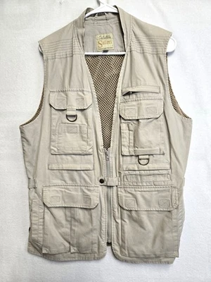 Cabela’s Safari Vest Mens  M Tan Full Zip Pockets Mesh Lining Hunting Fishing - Image 1 of 2