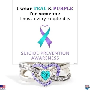Herzlicher Suicide Prevention Awareness Ring - S925 Silber Schmuck Geschenk für Frauen - Bild 1 von 7