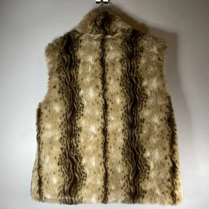 VTG Reversible Faux Fur Vest Mob Wife Medium SIZE Medium Zip Pockets Womens - Picture 1 of 13