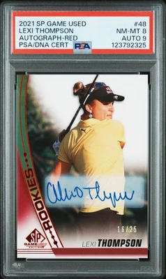 PSA 8 DNA 9 2021 SP GAME USED ROOKIES 48 LEXI THOMPSON AUTOGRAPH-RED #d/25 - Image 1 of 2