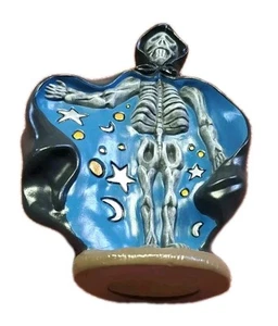 Vintage Hand Painted Ceramic Halloween Skeleton Costume Blue and Black Stars - Picture 1 of 6