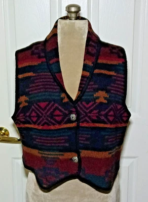 Cabela’s Wool Southwestern Sweater Vest Women's Size M 2 Buttons - Image 1 of 4