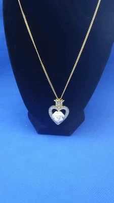 Colgante Corazón Rosa Corona Cristal Austriaco Princesa Diana Como Nuevo Franklin  Foto 1 de 4