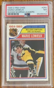 1985-86 O-Pee-Chee OPC Mario Lemieux Rookie Scoring Leaders #262 PSA 7 NM - Foto 1 di 2