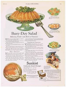 1922 Sunkist Oranges Busy Day Salad Print Ad - Picture 1 of 1