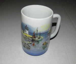 Vintage Otagiri Japan Fisherman And Lighthouse Coffee Tea Mug Cup - Picture 1 of 4
