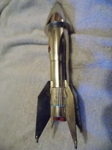 Vintage ASTRO MFG. Rocket Ship Metal Bank BERZAC CREATION Chrome Metal No Key - Picture 1 of 6