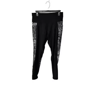 Z by Zobha black gray zipper bottom stretch leggings pockets women's medium - Picture 1 of 5