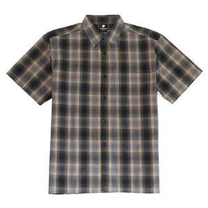 Camisa de trabajo tejida a cuadros manga corta Yago para hombre 14AB negra - Imagen 1 de 3