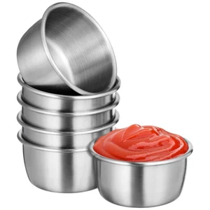 6 PIEZAS Tazas de Salsa de Metal Mini Tazas de Salsa Acero Inoxidable Ramekin Condimento - Imagen 1 de 11