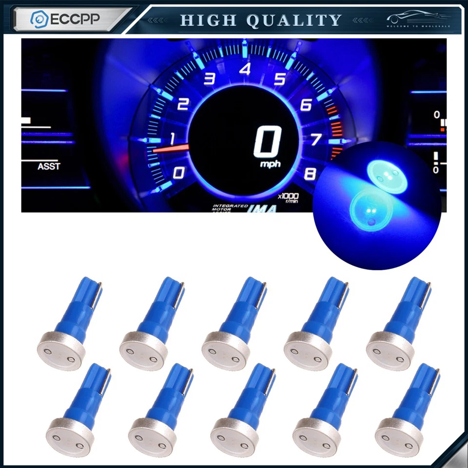 10 piezas T5 COB 0.5w tablero de instrumentos súper azul LED bombillas luz 37 73 74 para Chevy Foto 1 de 4