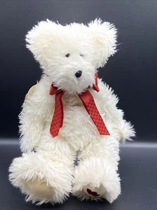 Boyds Soft White B. Everluvin Teddy Bear White w/ Red Bow 16" Plush w/ Tags - Picture 1 of 13
