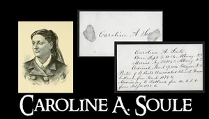 Tarjeta autógrafa escrita de la década de 1880 Caroline A Soule - Primera ministra ordenada del Reino Unido - Imagen 1 de 3