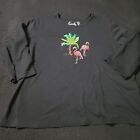 Coral Bay Plus Black With Colorful Pink Flamingos And Palm Tree Embellishment 2X